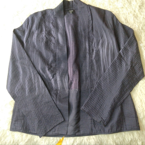 Eileen Fisher Navy 100% Silk Open-front Kimono-Style Jacket Size S - Picture 3 of 6